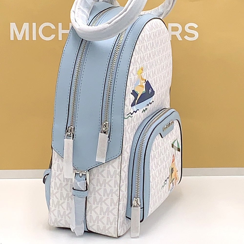 MICHAEL KORS JET SET GIRLS JAYCEE MEDIUM BACKPACK BRIGHT WHITE/ BLUE COL… - Picture 3 of 16